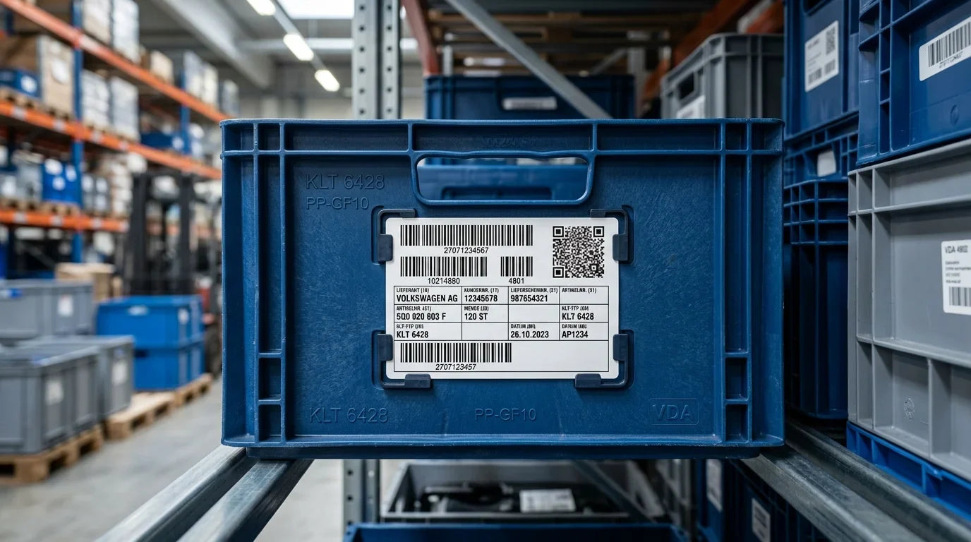 Otomotiv Takibinde VDA KLT Plastik Kasalar İçin VDA 4902 Standart Barkod Konumlandırması