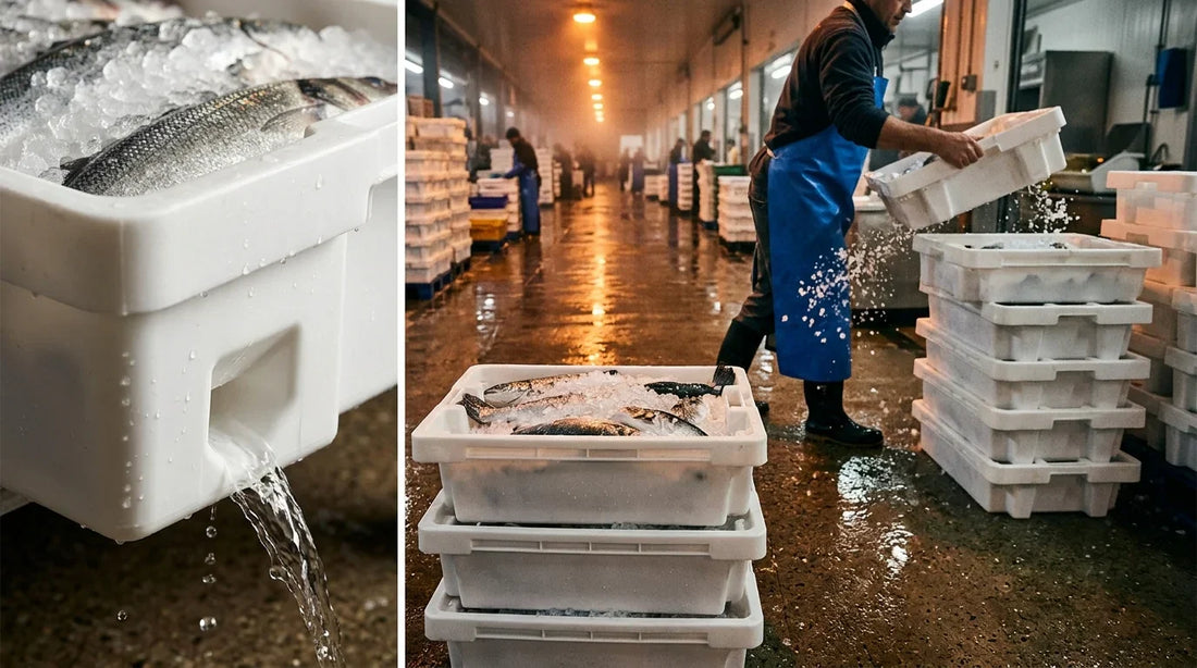 Deniz Ürünleri Lojistiği İçin Eriyen Buz Drenajlı ve Tuz Korozyon Dirençli Plastik Kasalar Bilgileri