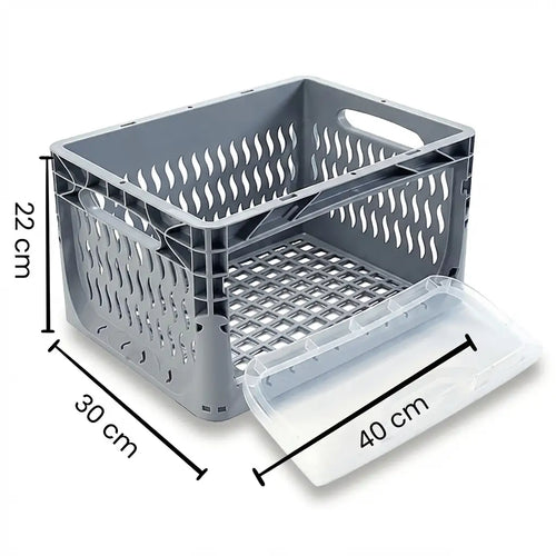 Yandan Kapaklı Delikli Plastik Kasa 40x30x22 cm