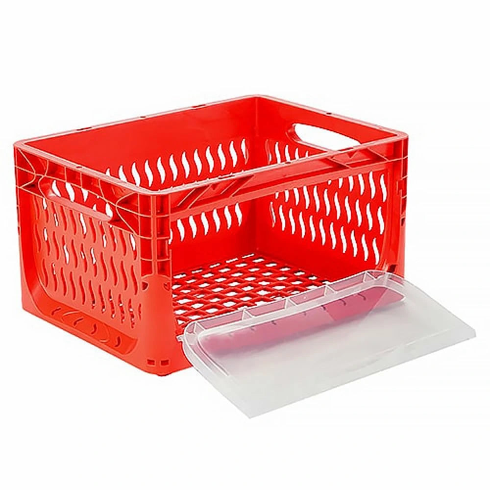 Yandan Kapaklı Delikli Plastik Kasa 40x30x22 cm