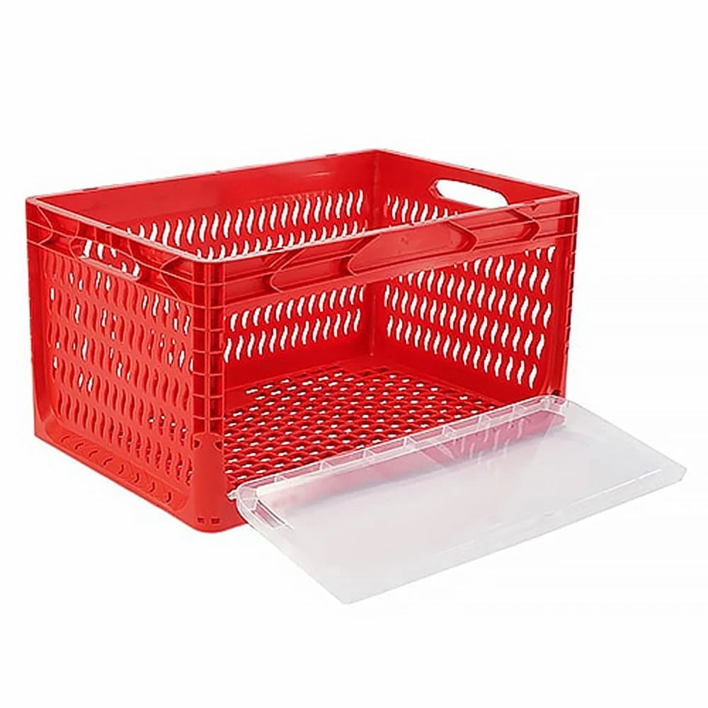 Yandan Kapaklı Delikli Plastik Kasa 60x40x32 cm