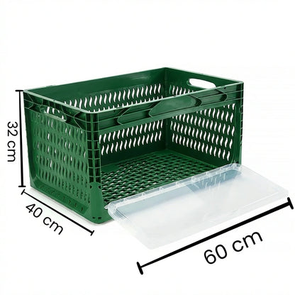 Yandan Kapaklı Delikli Plastik Kasa 60x40x32 cm
