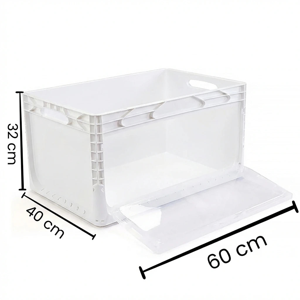 Yandan Kapaklı Plastik Kasa 60x40x32 cm