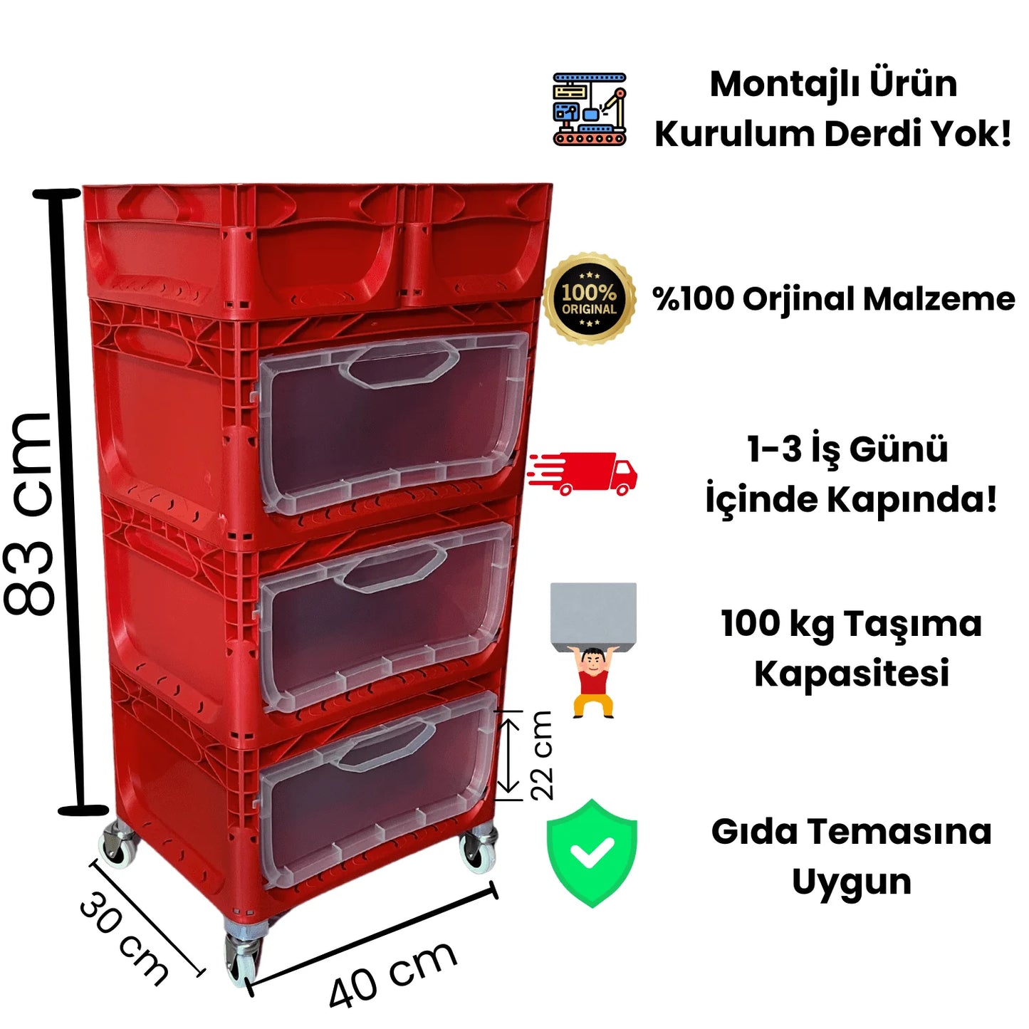 Tekerlekli Dolap 3R