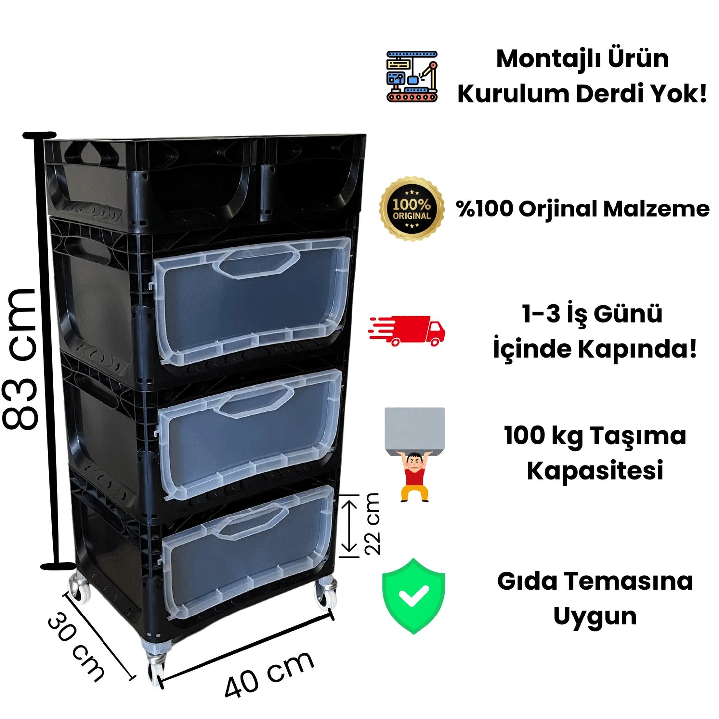 Tekerlekli Dolap 3R