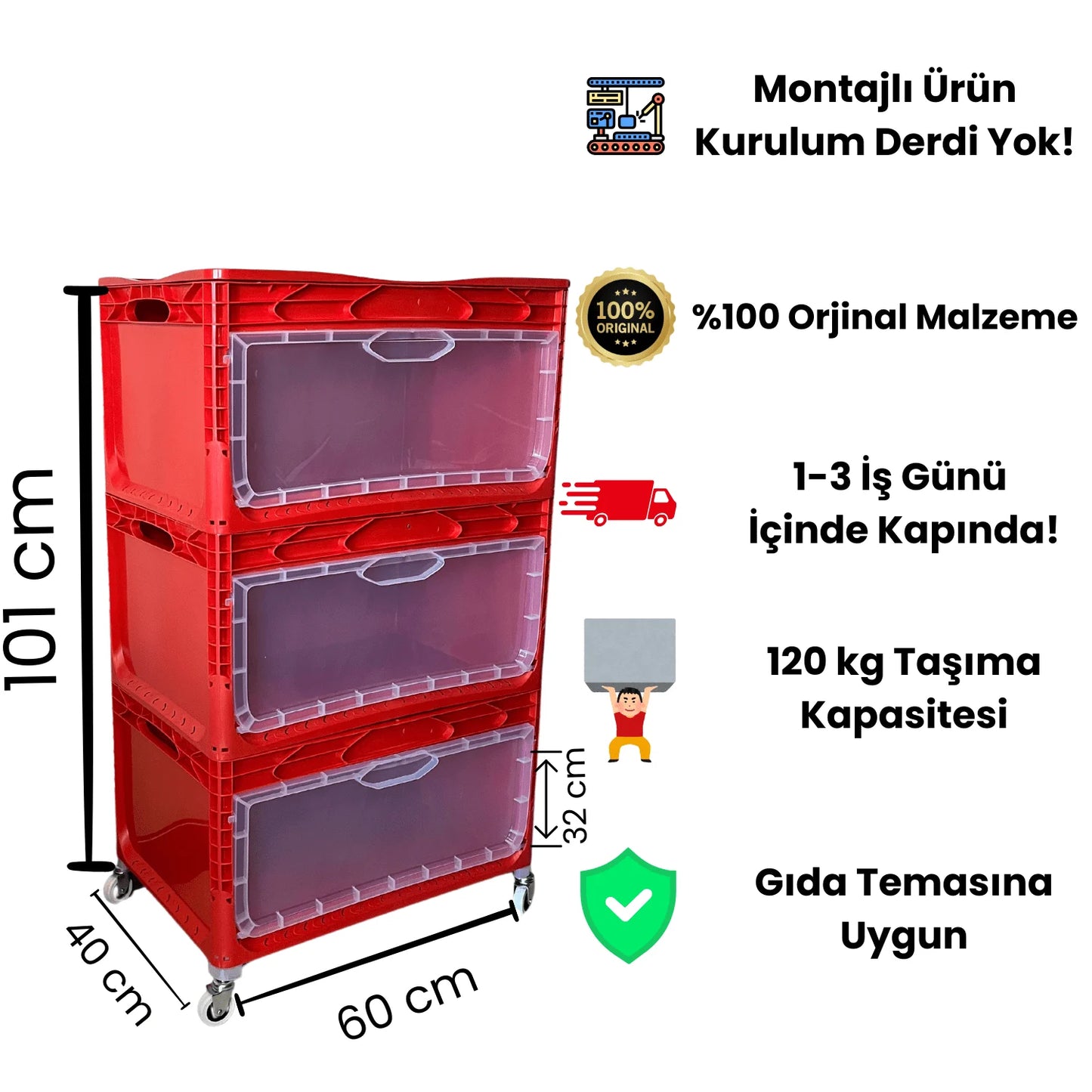 XL Tekerlekli Dolap 3R