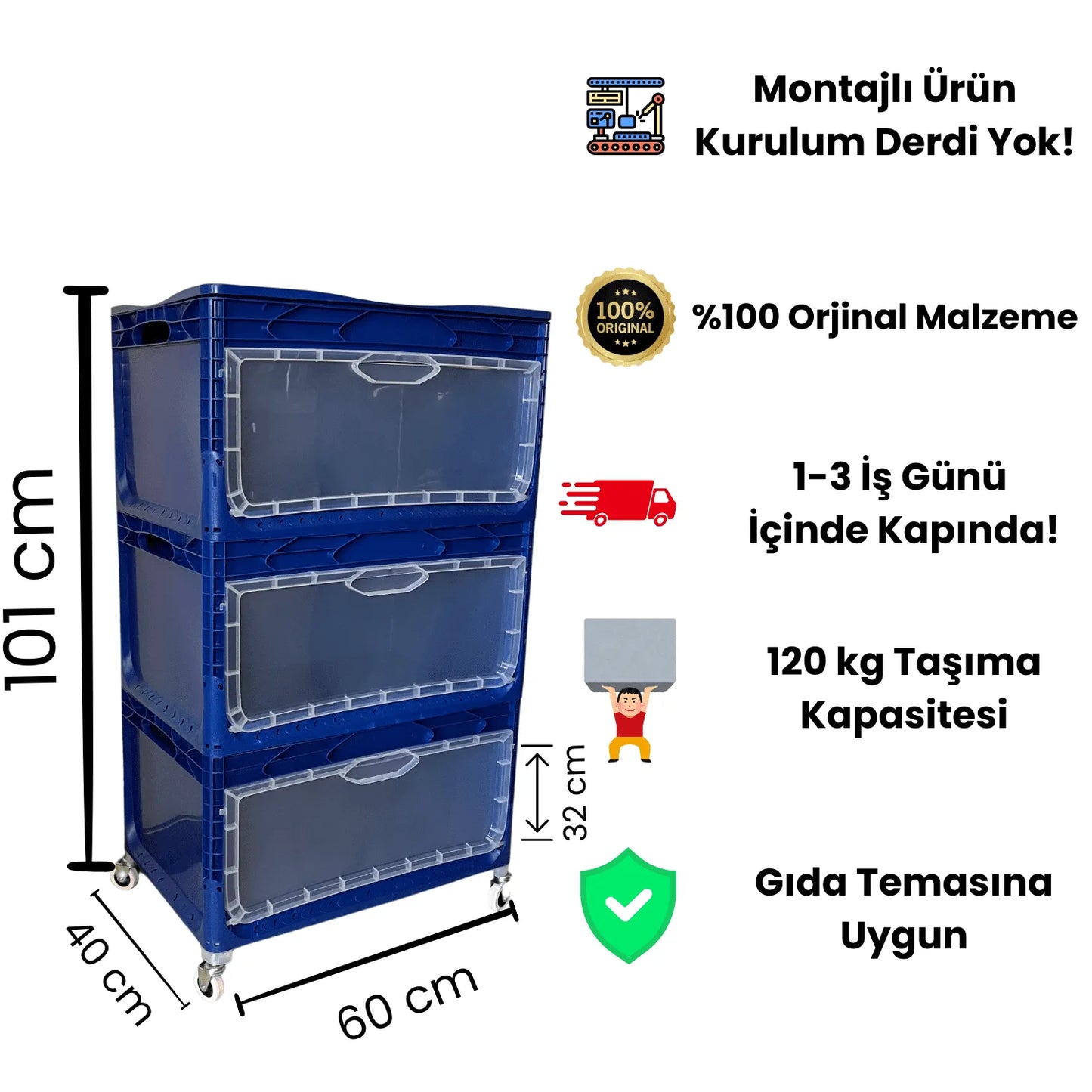 XL Tekerlekli Dolap 3R