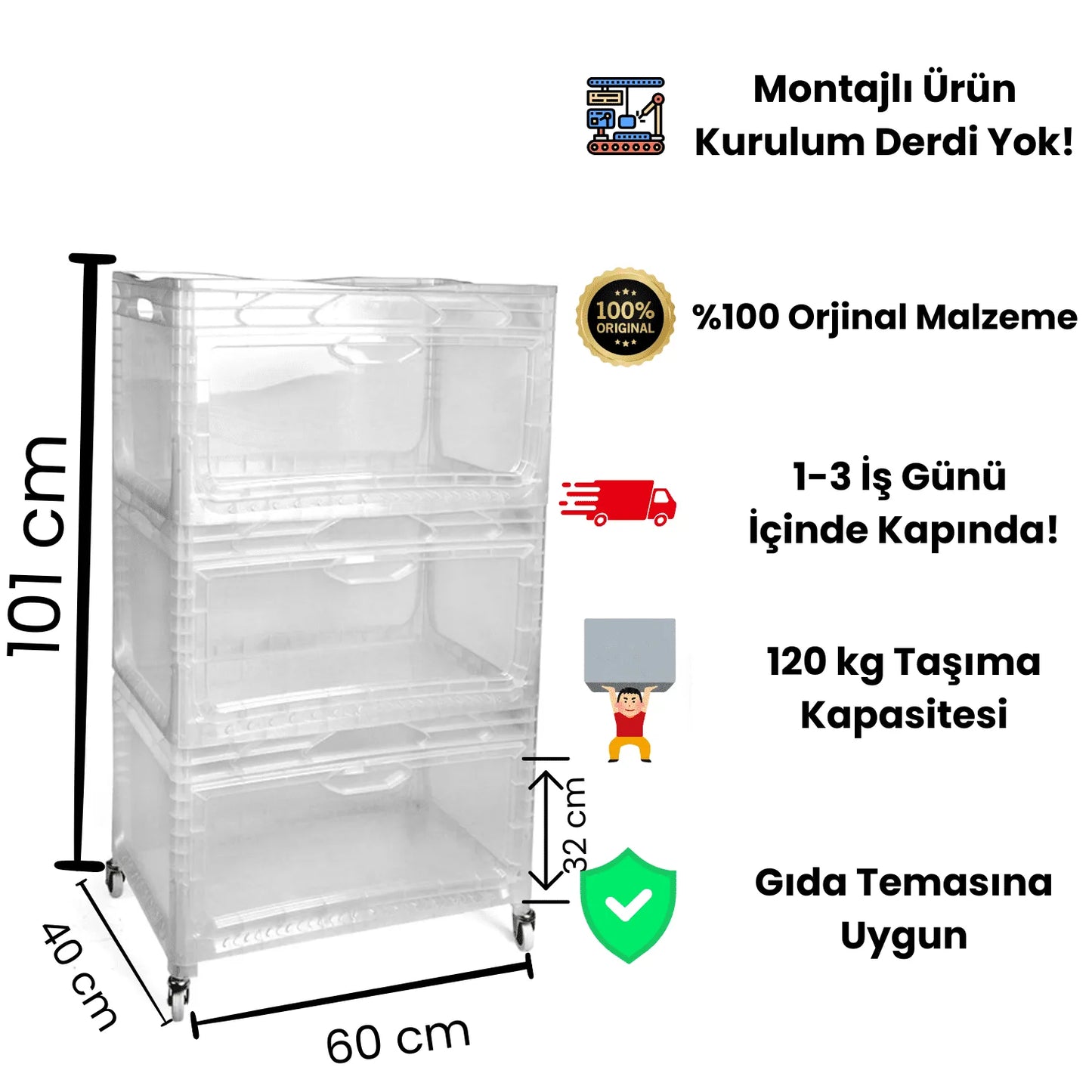 XL Tekerlekli Dolap 3R