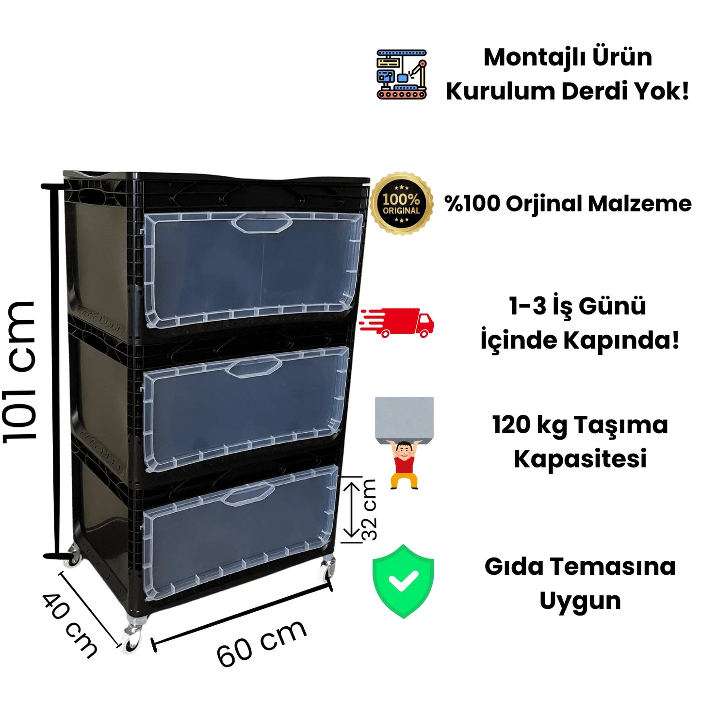 XL Tekerlekli Dolap 3R