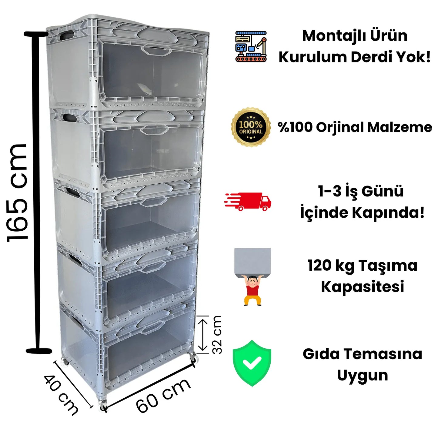 XL Tekerlekli Dolap 5R