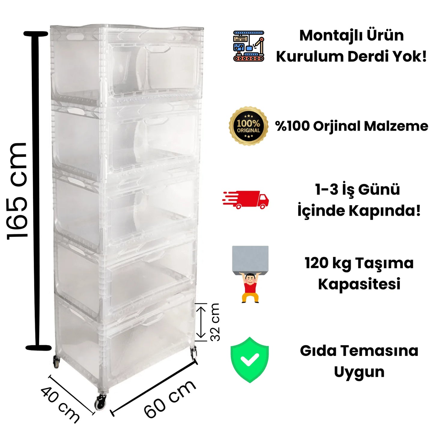 XL Tekerlekli Dolap 5R