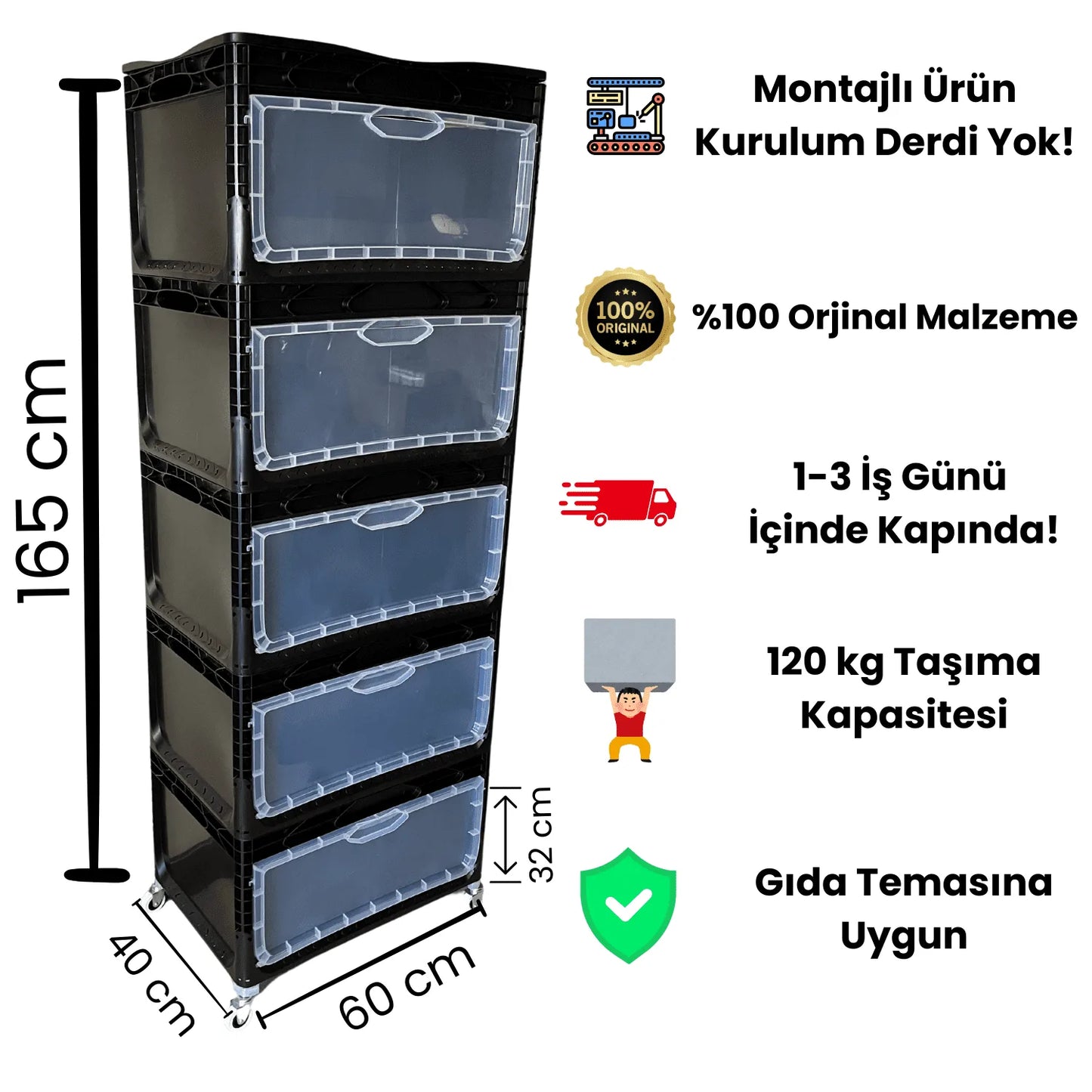 XL Tekerlekli Dolap 5R